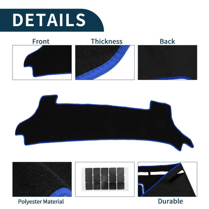 Dashboard Cover Mat for Toyota Prius (2023-2024) Black Blue 1 Set