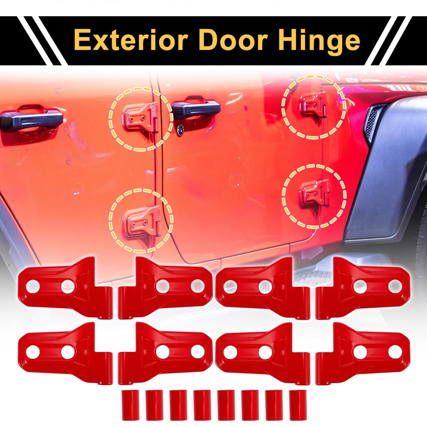 Red Door Handle Hinge Cover Trim for Jeep Wrangler JL Gladiator (2018-2023)