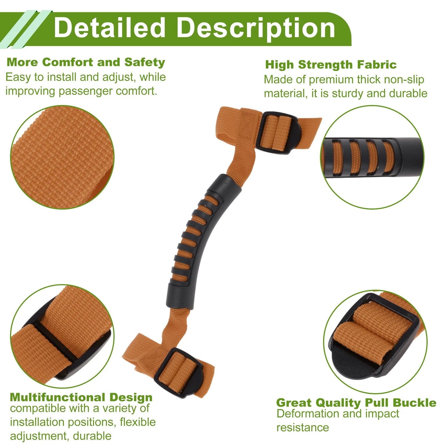 Orange Roll Bar Grab Handles for Jeep Wrangler (1987-2021)