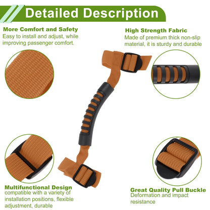 Orange Roll Bar Grab Handles for Jeep Wrangler (1987-2021)