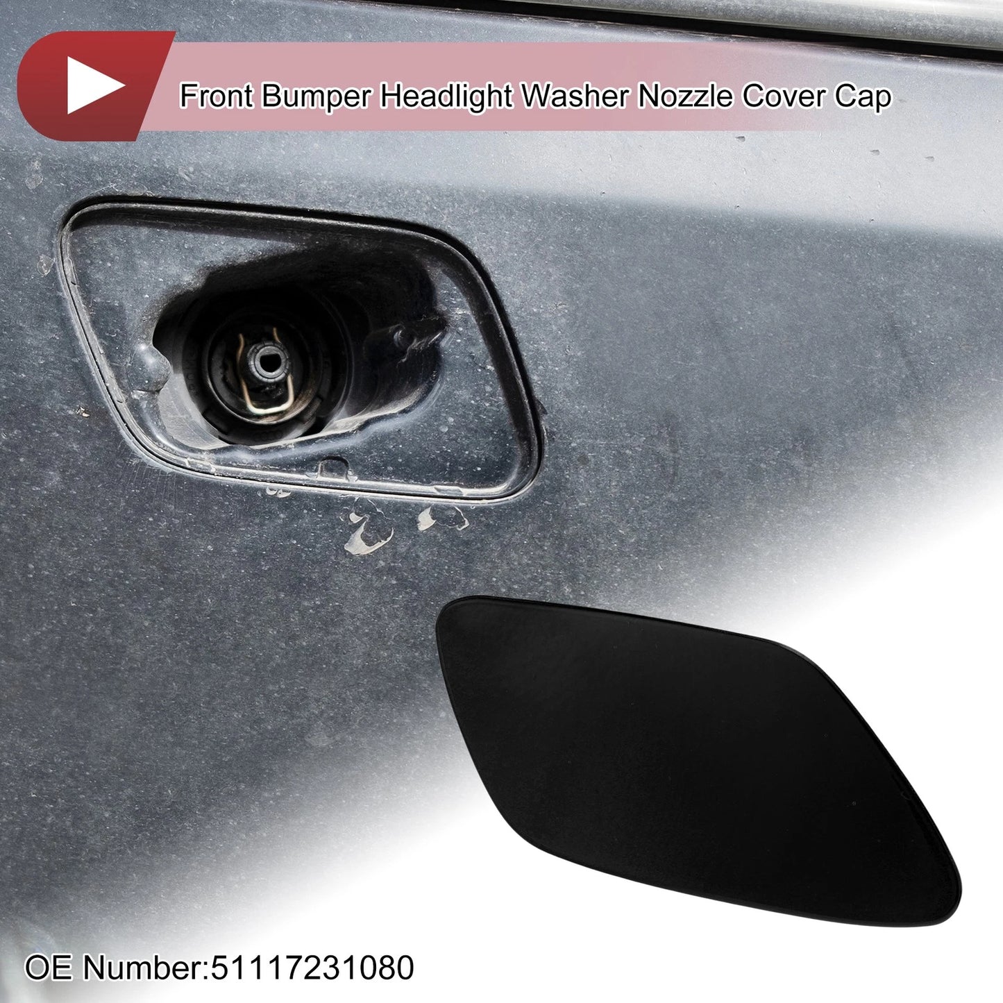 Bumper Headlight Washer Nozzle Cover Cap for BMW Z4 Black (2009-2016)