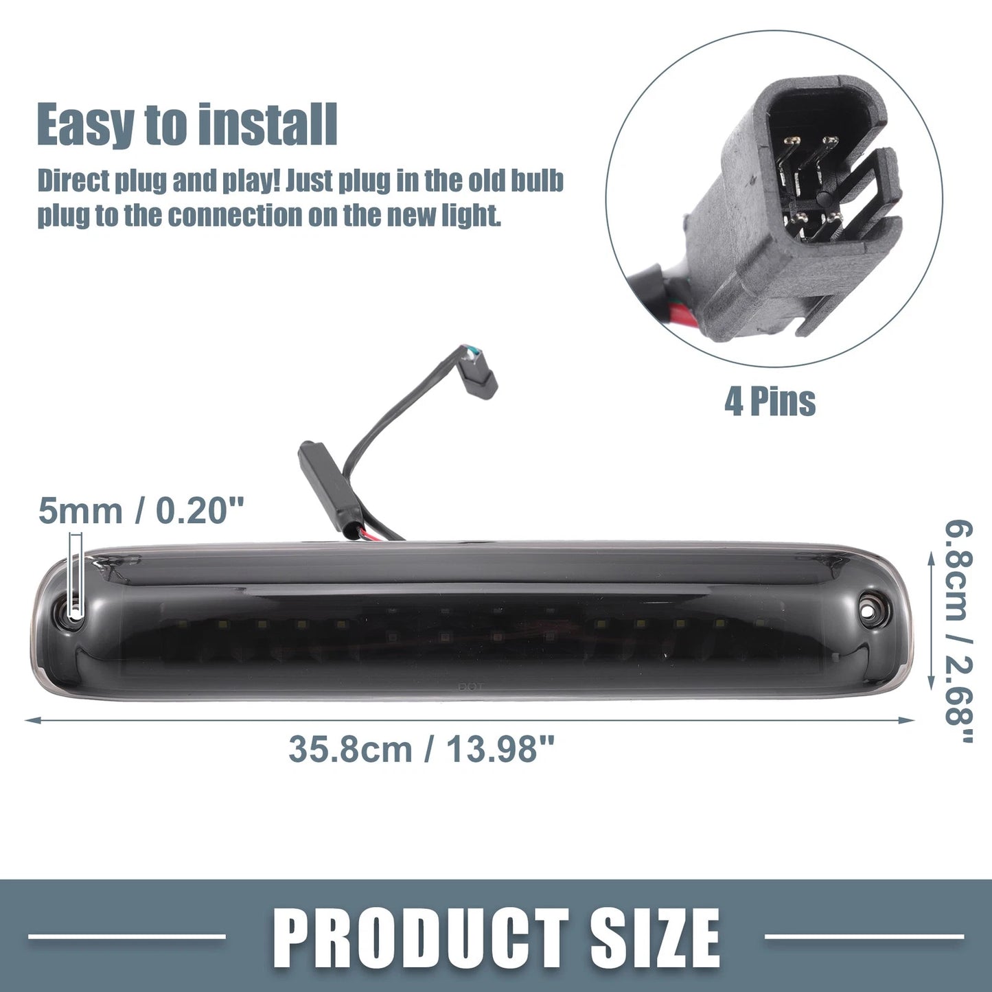 High Mount Stop Light for Chevrolet Silverado 1500/2500 Smoked Lens