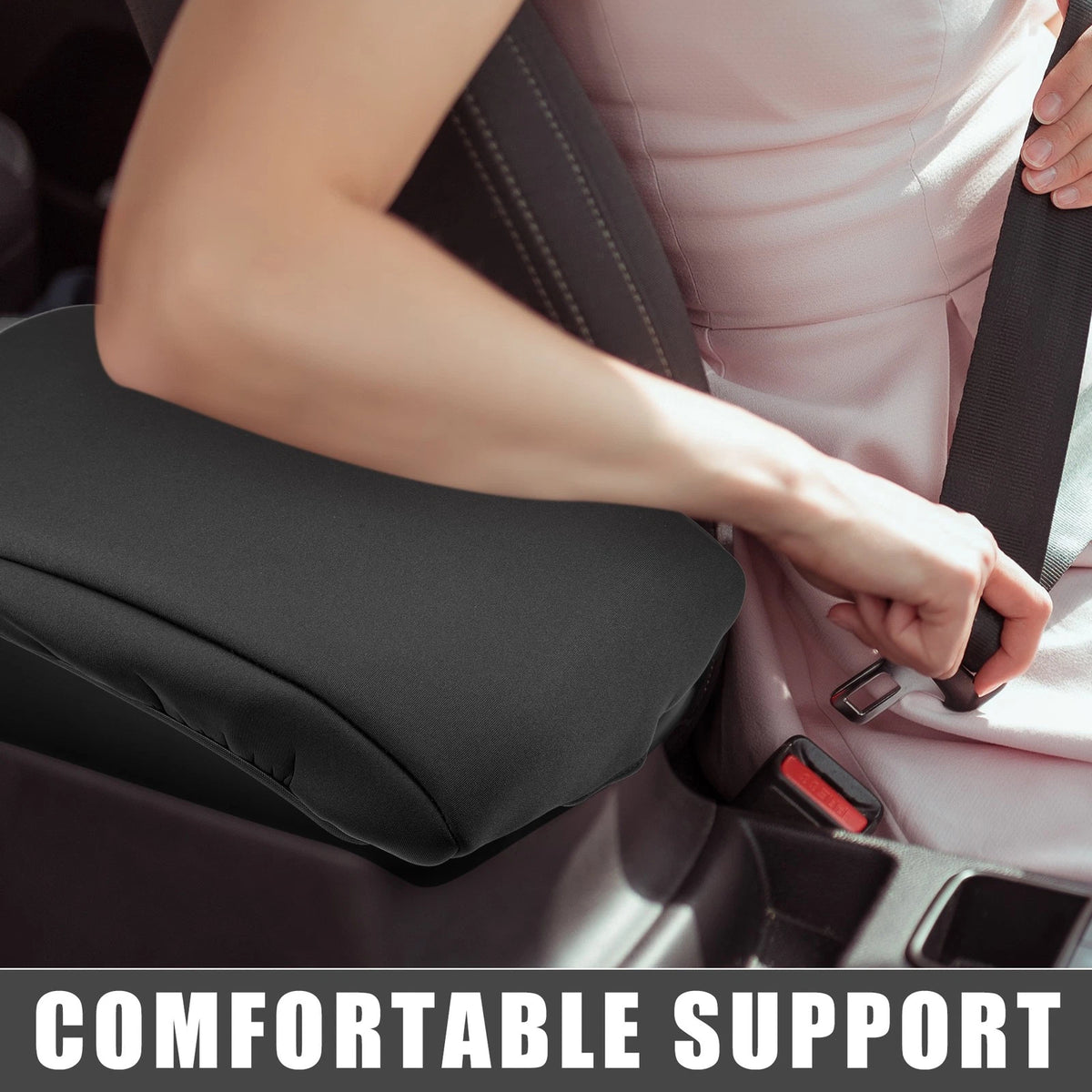 Car Center Console Armrest Cushion Cover for Toyota 4Runner (2010-2023) Black