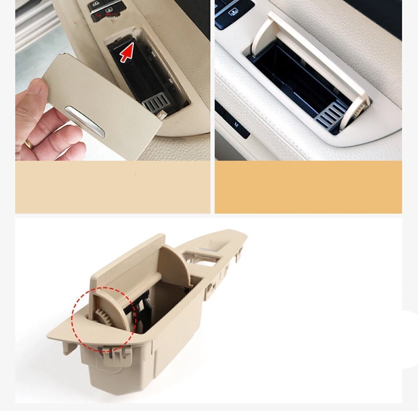 1x Rear Left Beige Door Ashtray Cover for BMW 7 Series (2009-2015)