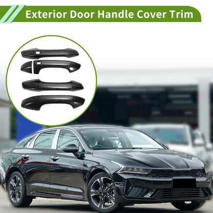 Carbon Fiber Black Exterior Door Handle Cover Trim for Kia K5 (2020-2025)