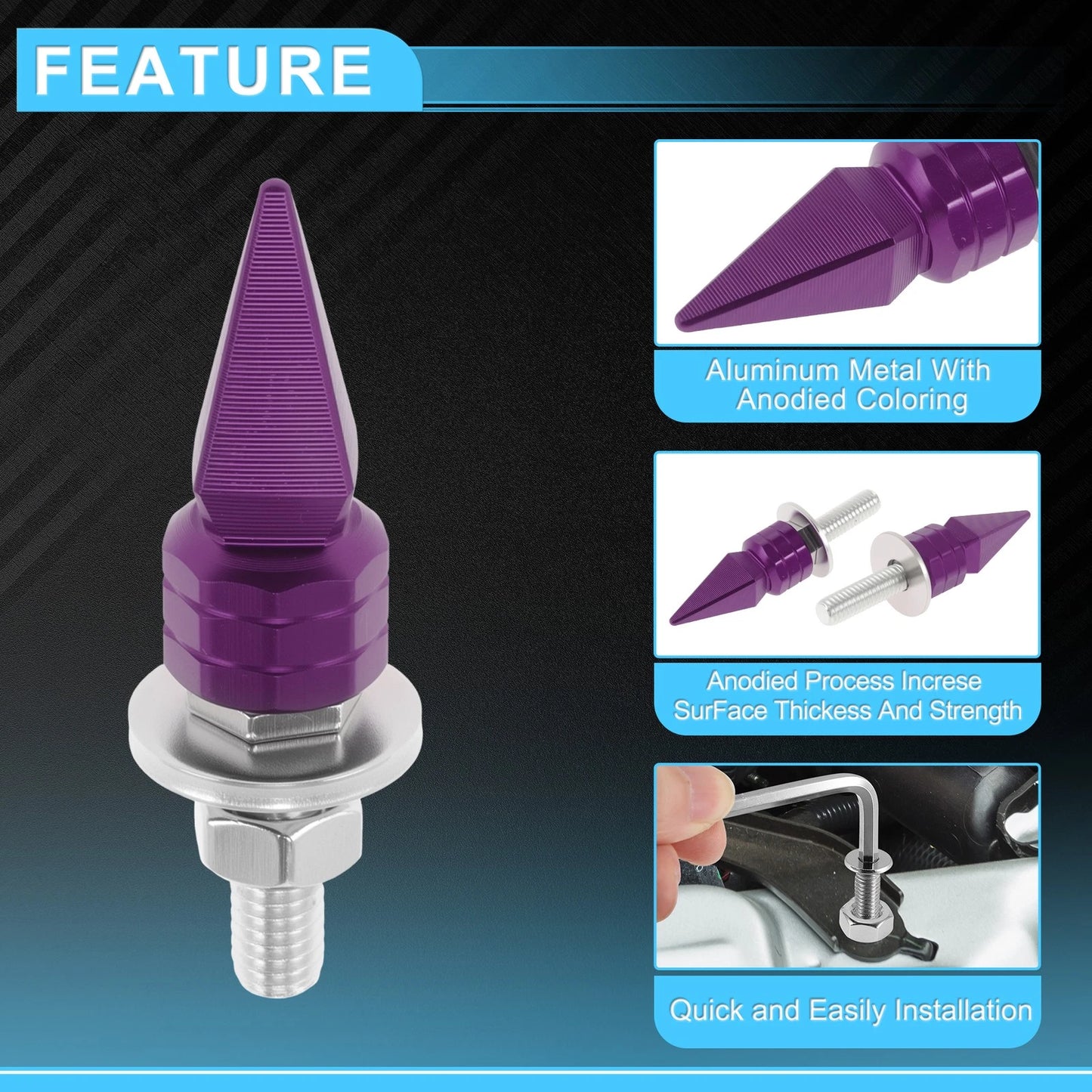 License Plate Screws Cover 5.4 cm Purple 4 pcs for Universal Motorcycle