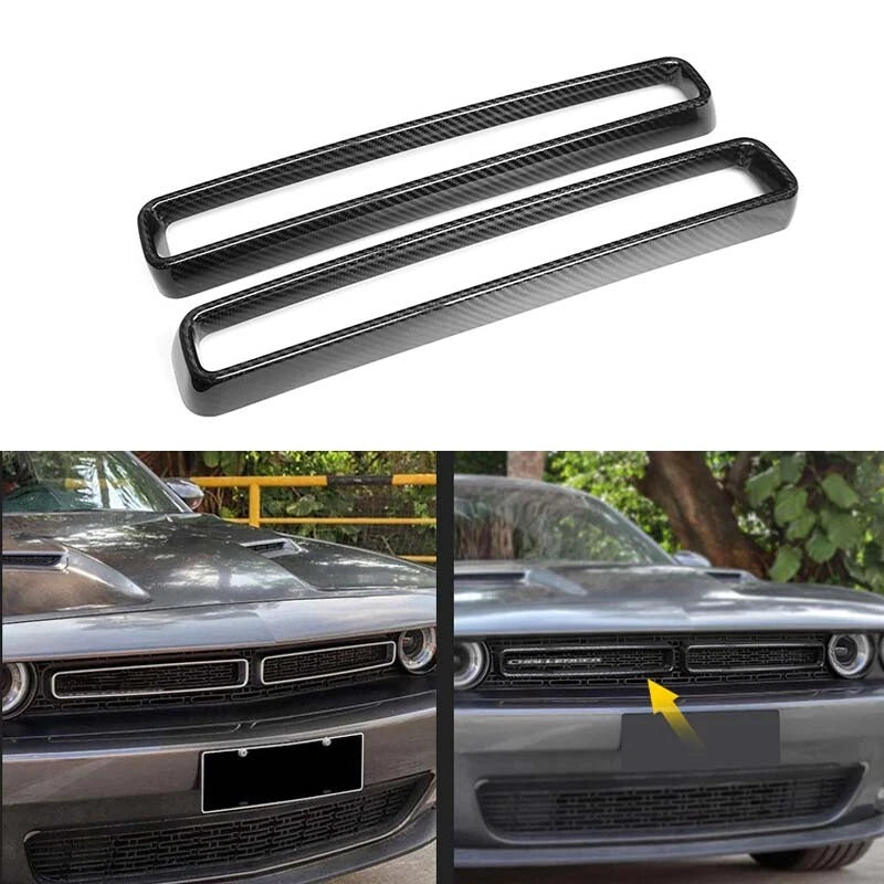 100% Carbon Fiber Front Grille Inserts Cover Trim for Dodge Challenger 2015-2023