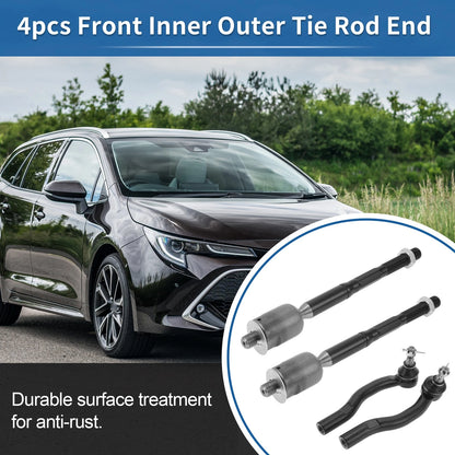 4 x Front Inner Outer Tie Rod End Link for Toyota Solara (2004-2008)