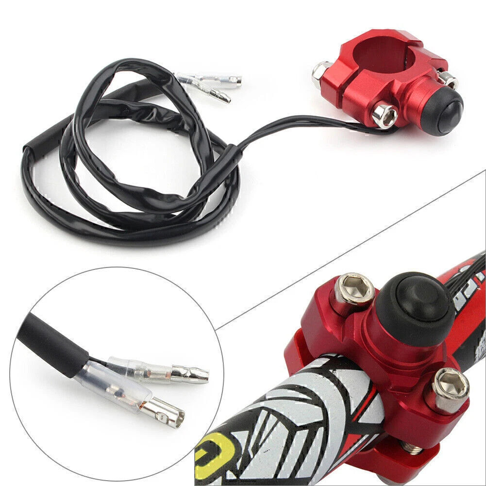 Rotating Bar Clamp Start Stop Kill Switch Button for 7/8" Handlebar Red