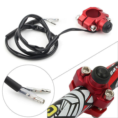 Rotating Bar Clamp Start Stop Kill Switch Button for 7/8" Handlebar Red