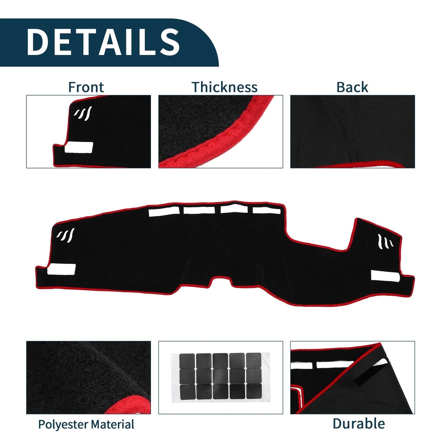 Dashboard Cover Mat for TOYOTA Harrier (2020-2024) Black Red 1 Set