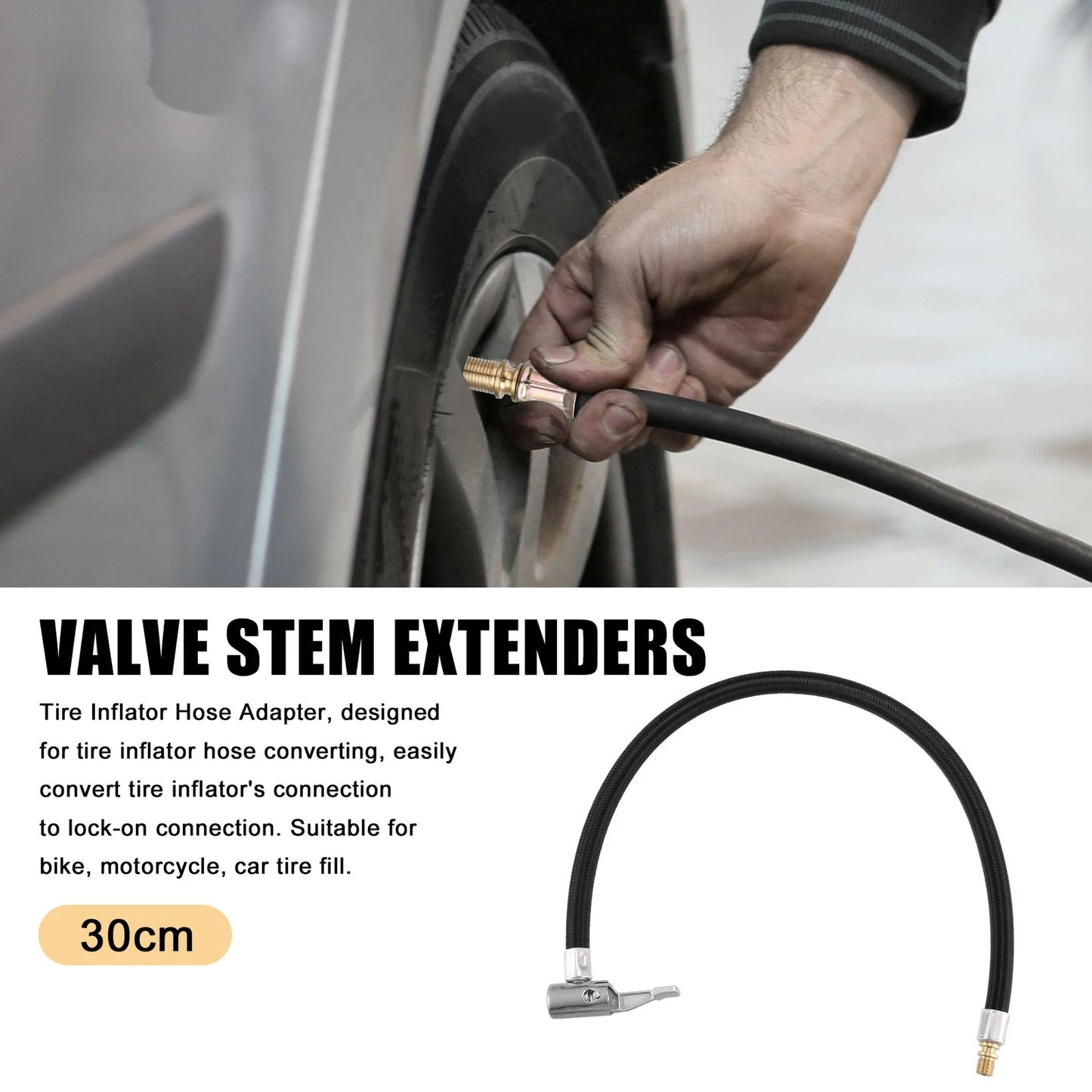 Valve Stem Extension Hose 40cm 16" for Motorcycle Bicycle