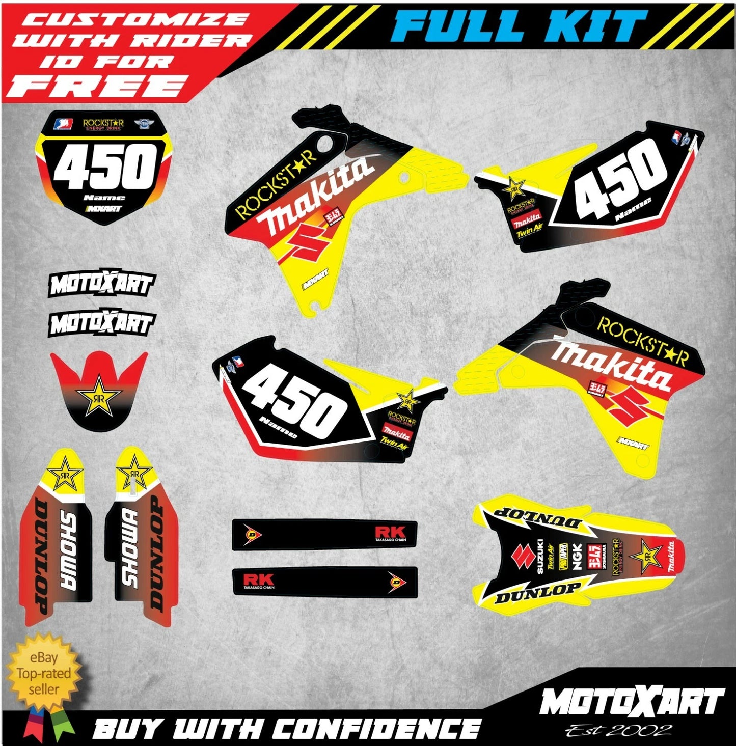 Custom Graphics Full Kit for Suzuki RMZ 450 (2005-2006) - PODIUM STYLE Decals