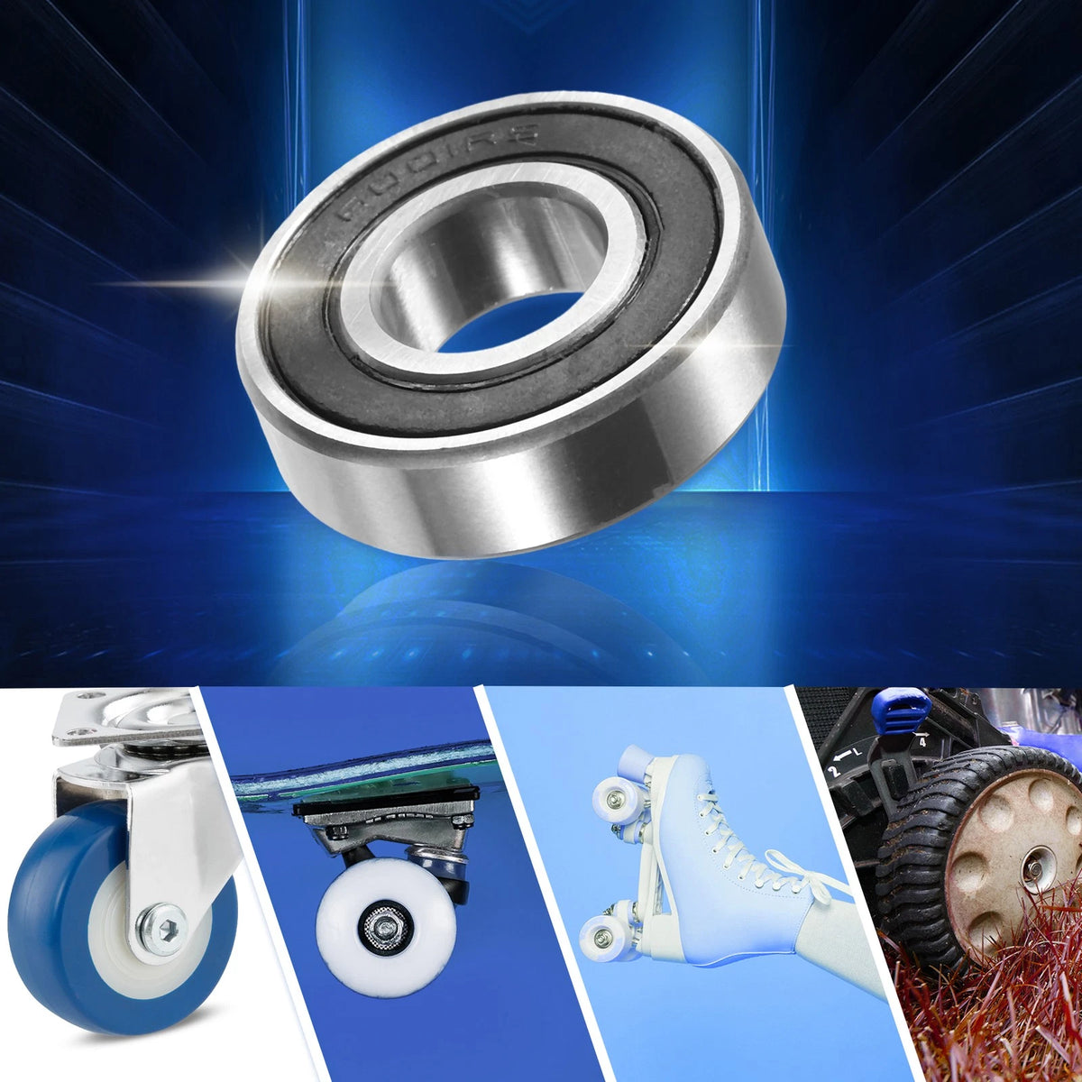 2 x Bearings 12x28x8mm Double Rubber Sealed Ball Bearings for Vehicle