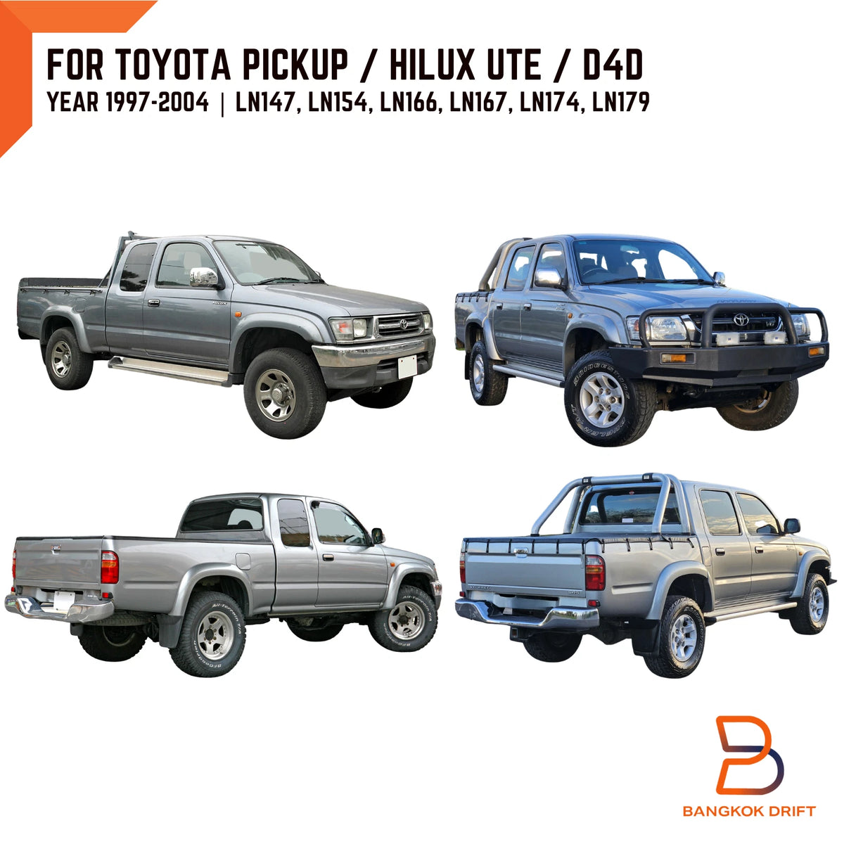 Smoke Tail Light Lenses for Toyota Hilux Ute D4D SR5 (1997-2004)