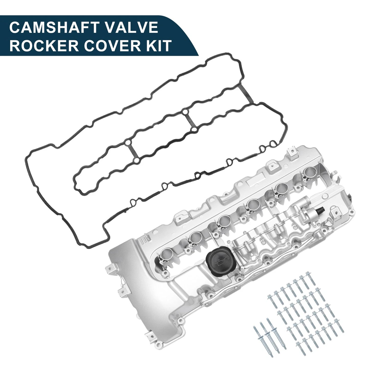 Engine Valve Cover with Gasket for BMW 135i (2008-2011) Silver Tone