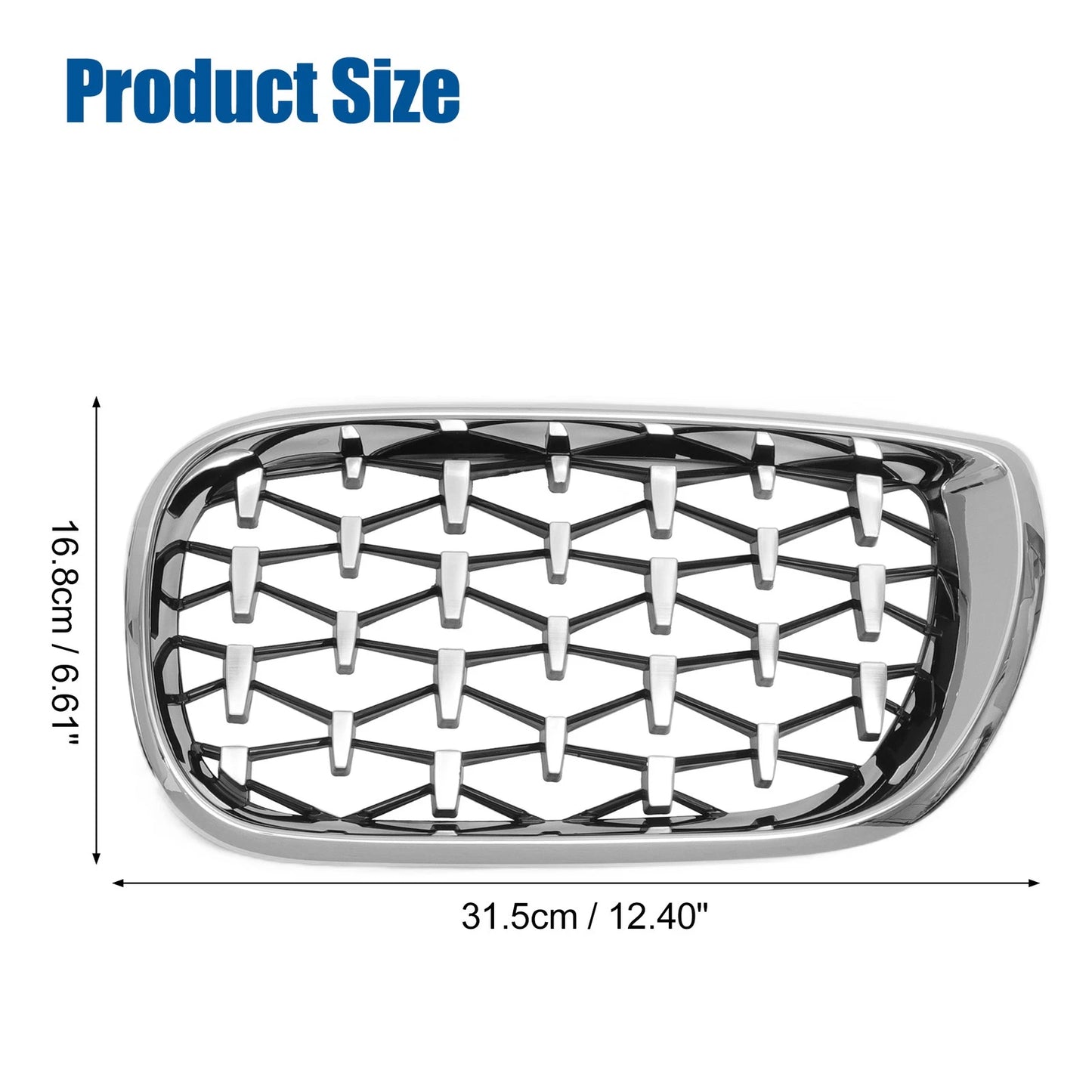 1 x Pair Front Grille for BMW 3 Series E46 (2002 - 2005) Silver Tone