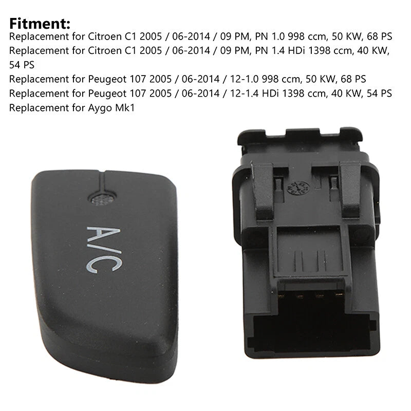 Air Conditioning Control Switch Knob for Citroen C1, Peugeot 107 (2005-2014)