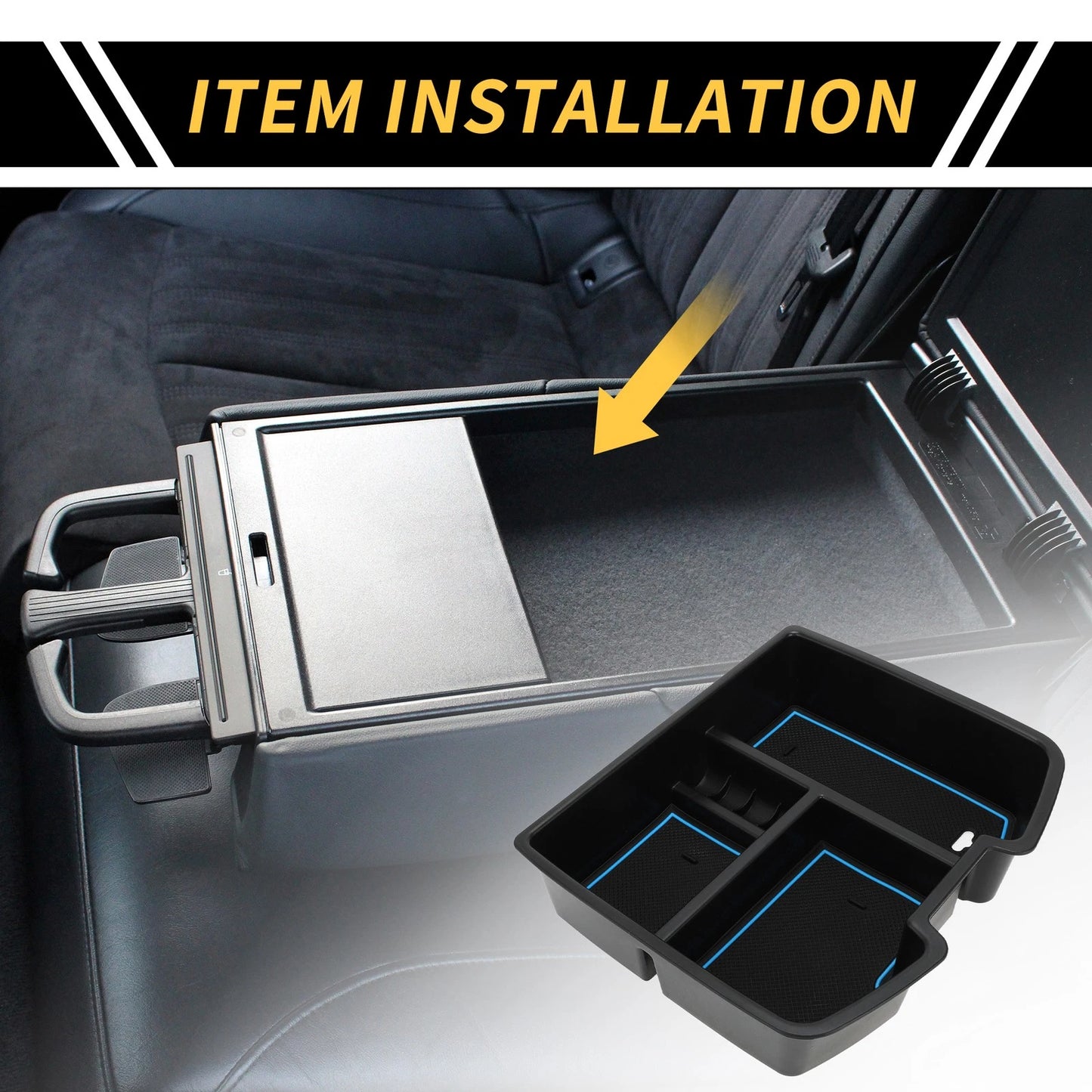 Center Console Organizer Tray for Chevy Silverado 1500 (2007-2013) Black Blue