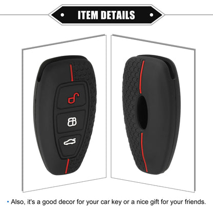 Key Fob Cover for Ford 3 Button Car Key Silicone Black & Red