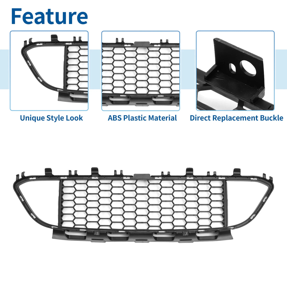 Front Lower Bumper Grille for BMW 320i 2013-2018 Base 2.0L L4 - Gas Black
