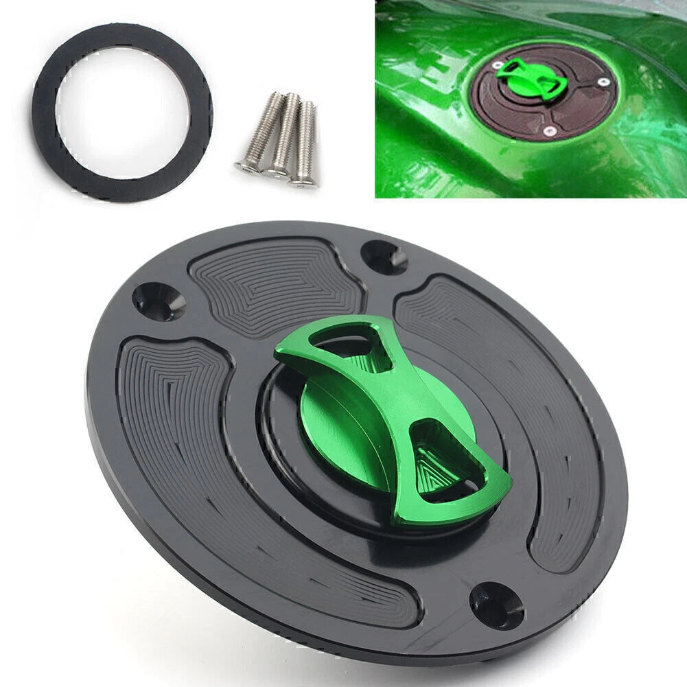 Aluminum Keyless Fuel Gas Tank Cap Cover for Kawasaki ZX10R ZX9R (2004-2023)