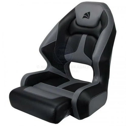 Relaxn Mako Series Premium Bucket Boat Seat Black Carbon Grey Thigh Support