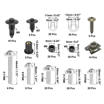 195pcs / Motorcycle Fairing Body Bolts for Kawasaki Suzuki BMW