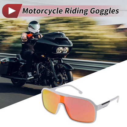 Motorcycle Riding Goggles Red Lens Black White Frame Tri-Acetyl Cellulos UV400