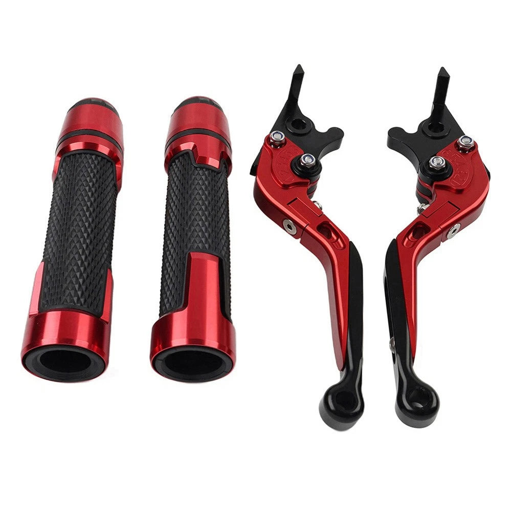 Red Brake Clutch Levers & Handlebar Grips Set for Kawasaki Ninja 250 400 Z400