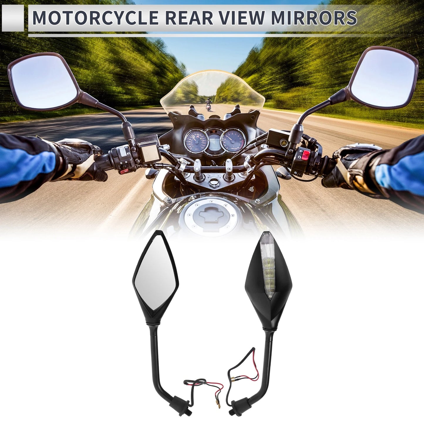 M10 Rear View Mirrors 1 x Set for Motorcycle Handlebar Black Iron Plastic