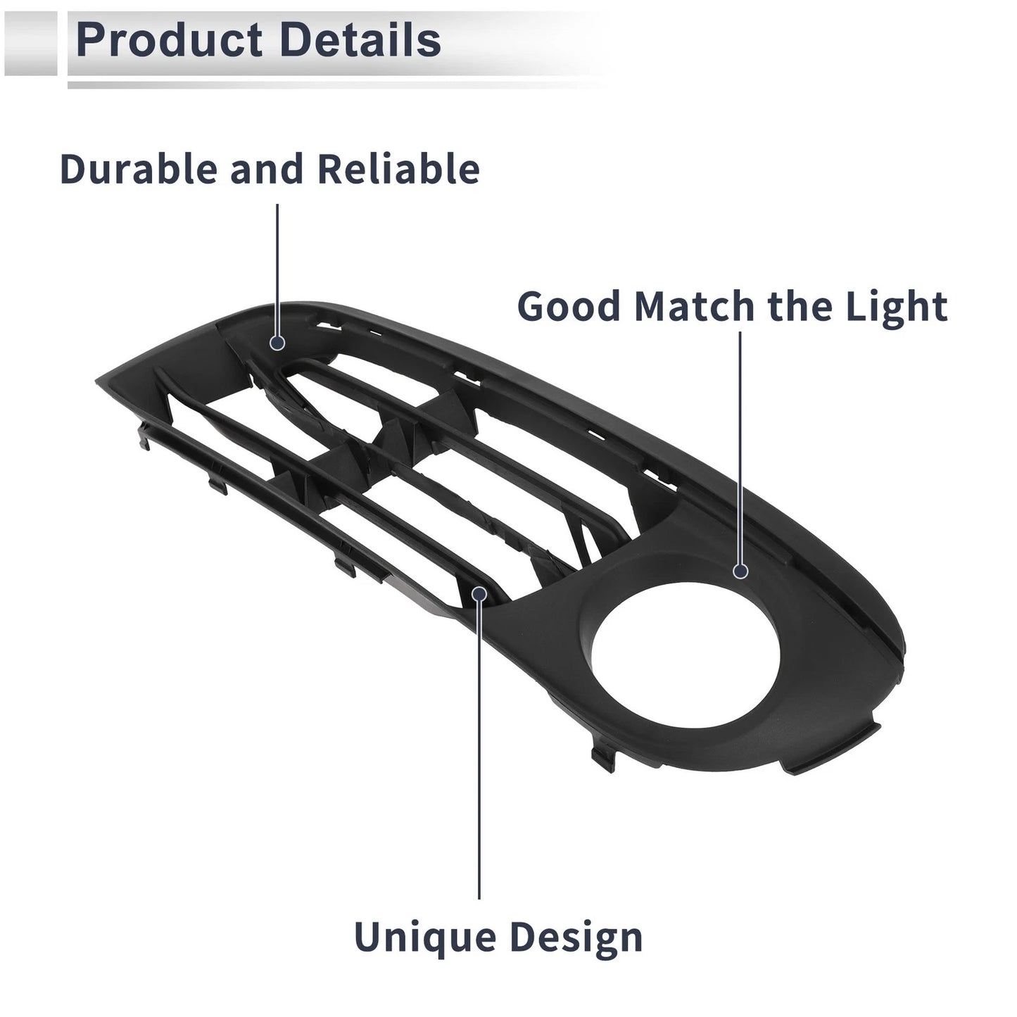 Front Left Fog Light Grill for BMW 528i (2014-2016) - 1 x Black Lens