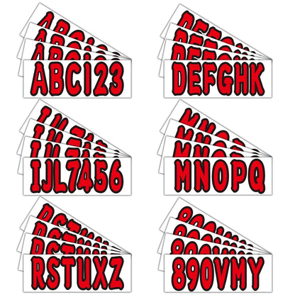 4 x Red Custom Boat Registration Numbers Decal Stickers A-Z 0-9