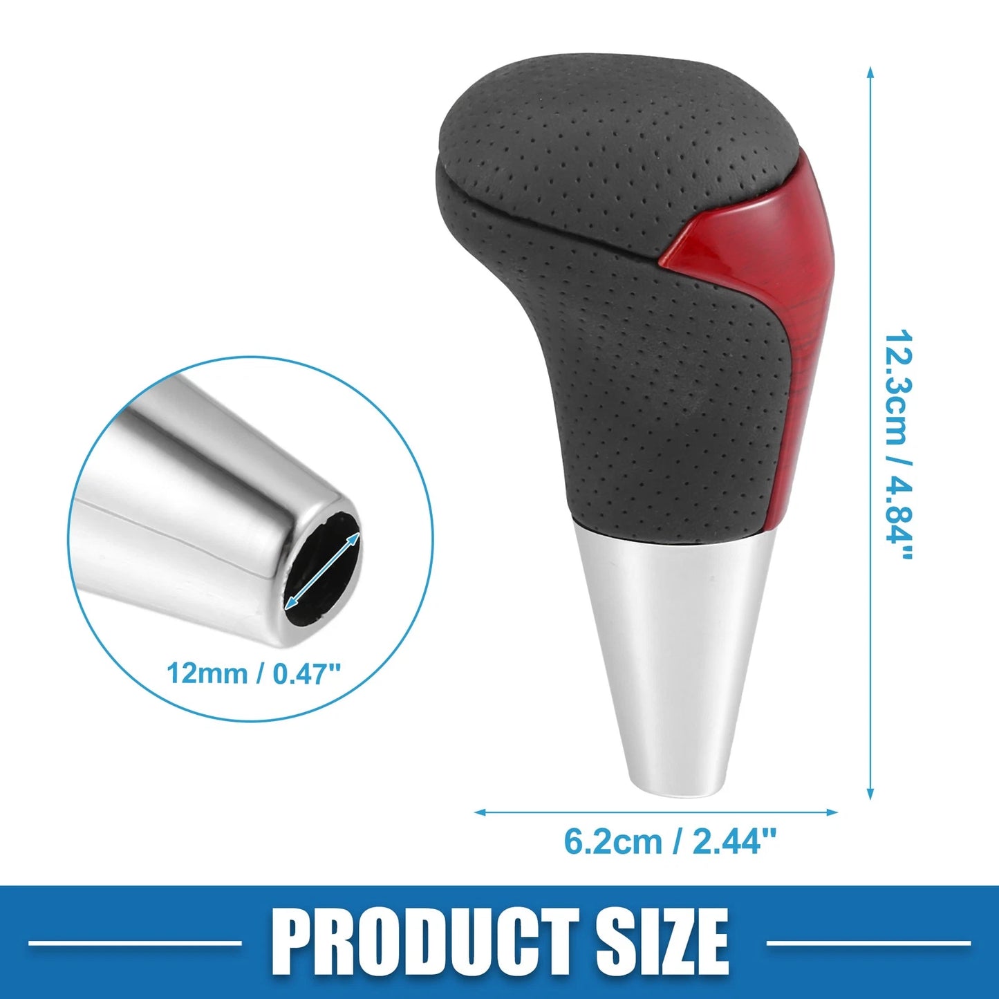 Red Wood Grain Gear Shift Knob Cover for Toyota - Black Faux Leather