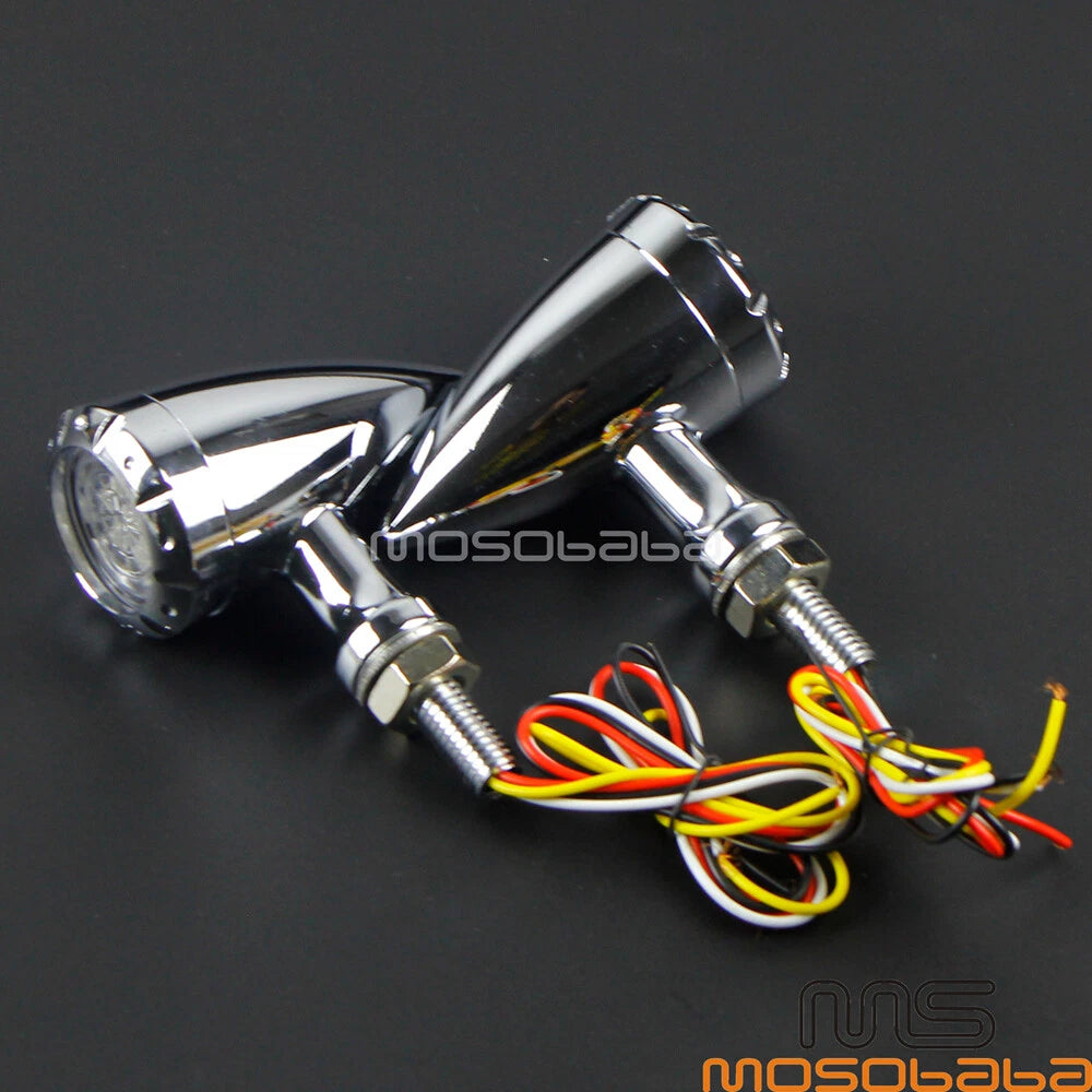 Chrome Bullet LED Brake Running Turn Signal Lights for Harley Dyna (2006-2023)