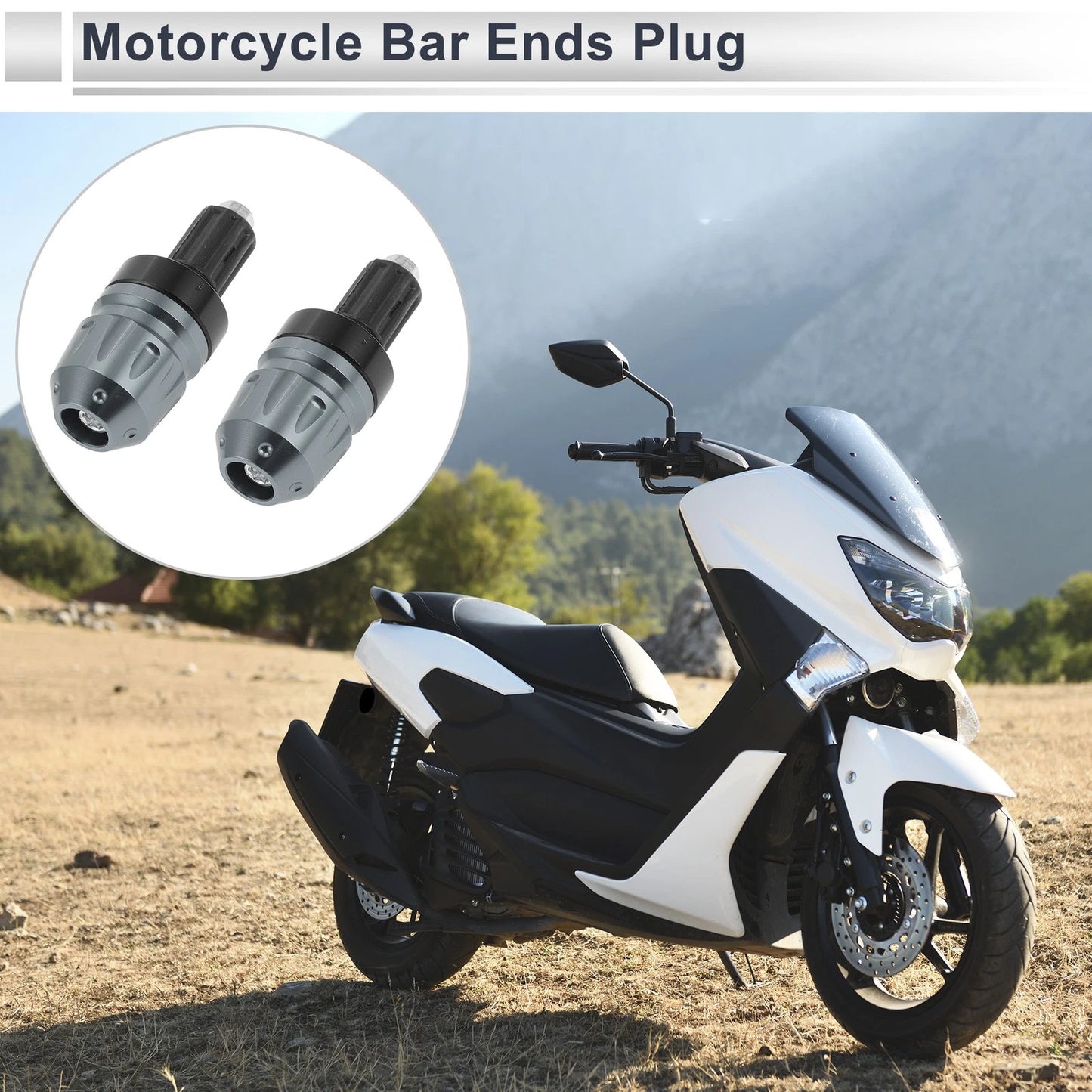 Bar Ends Plug 2pcs Aluminum Alloy 7/8" Handlebar Titanium Tone for Motorcycle