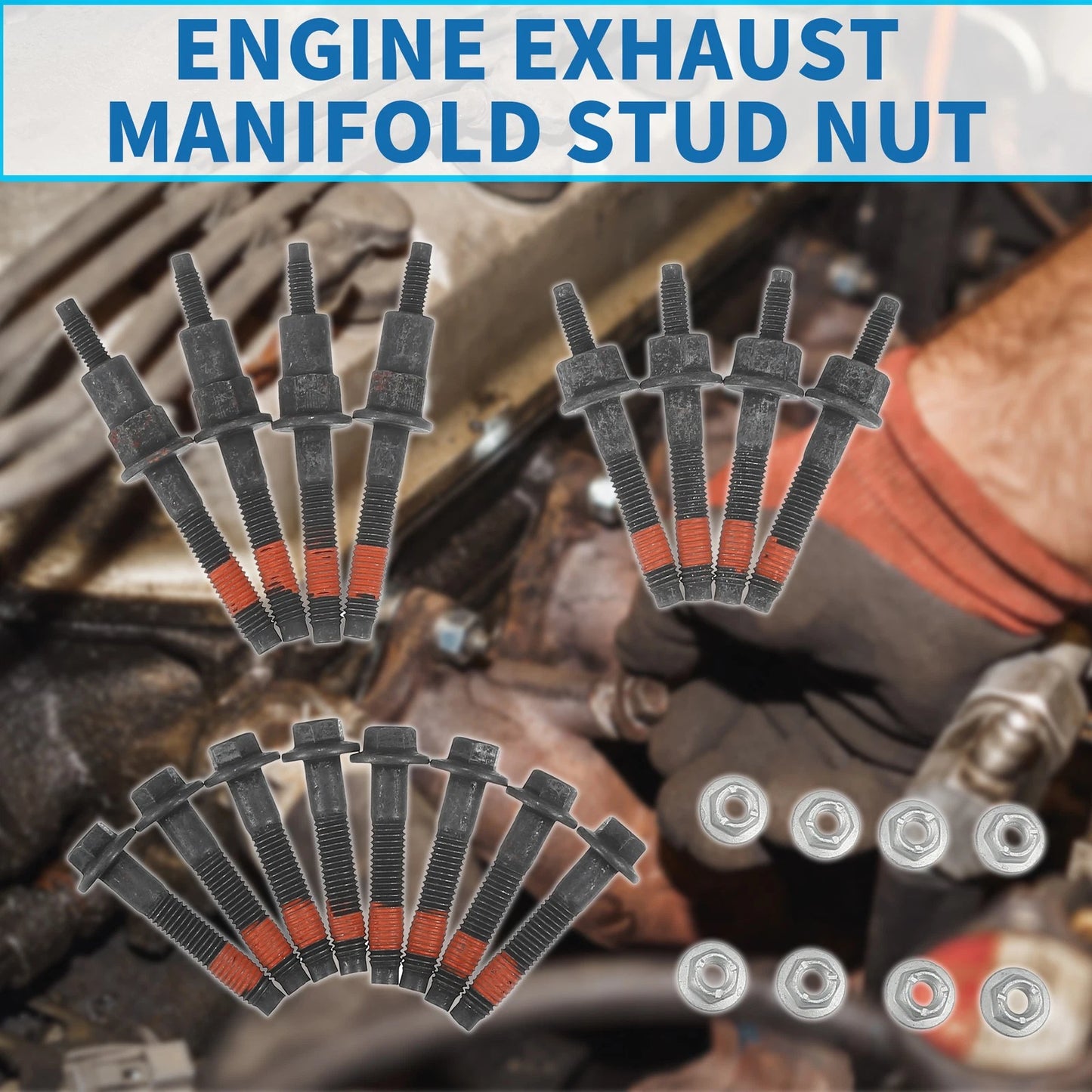 Engine Exhaust Manifold Stud Bolt Nut Kit 24 x for Dodge Jeep