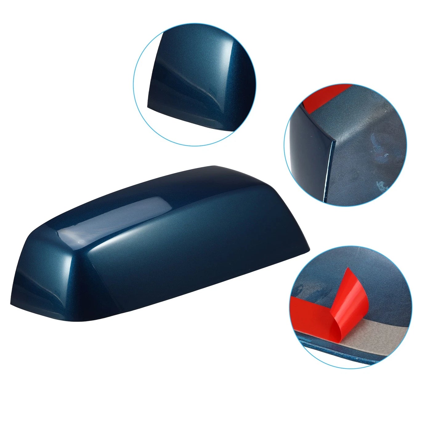 Pair Blue Top Side Mirror Covers for Chevy Silverado 1500 2500 3500 (2014-2019)