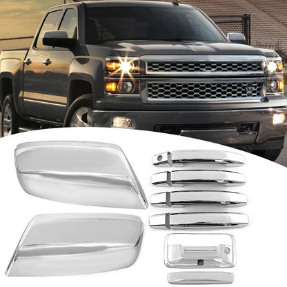 Chrome Top Mirror Handle Tailgate Cam Cover for 2014-2018 Chevy Silverado