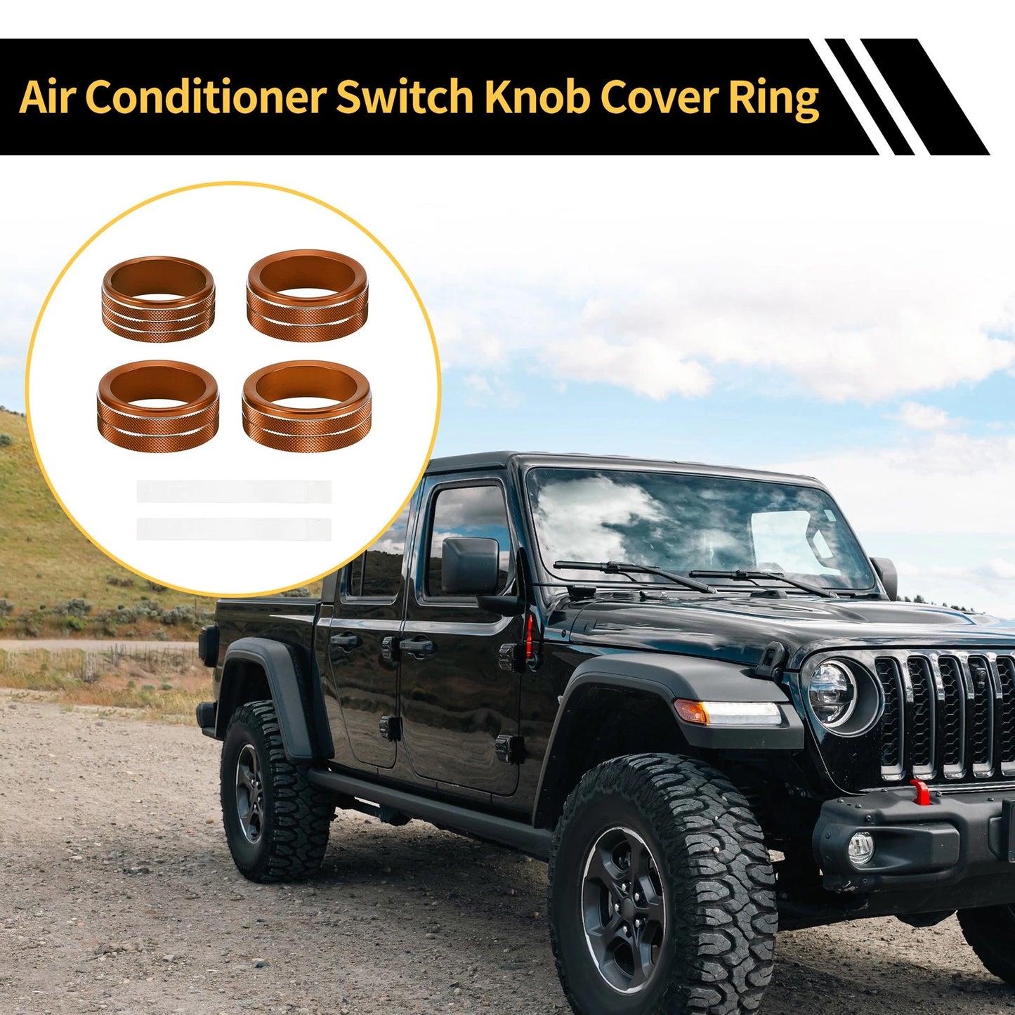 AC Audio Headlight Switch Knob Cover Ring for Jeep Gladiator JT (2018-2021)