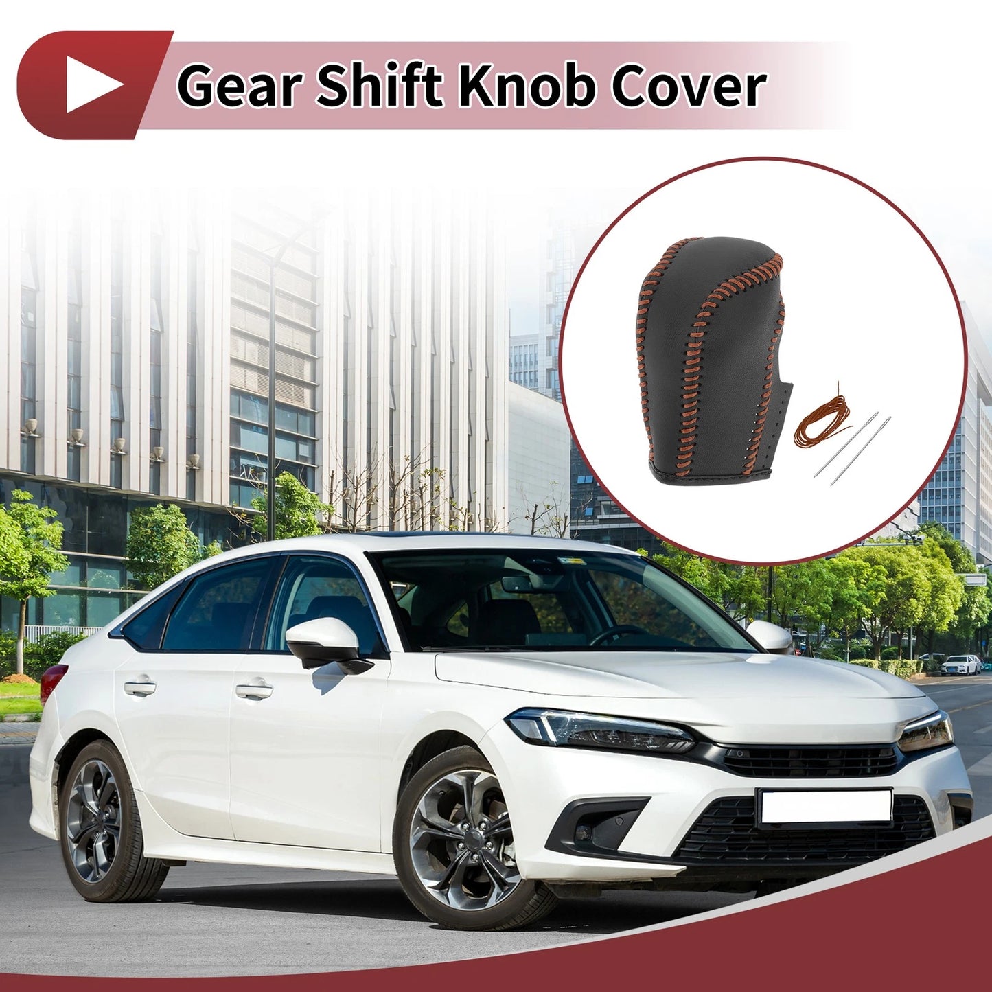Car Gear Shift Knob Cover for Honda Crider (2019-2022) Brown Faux Leather