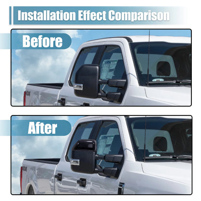 Gloss Black Top Half Mirror Covers for Ford F-350 Super Duty (2017-2022)