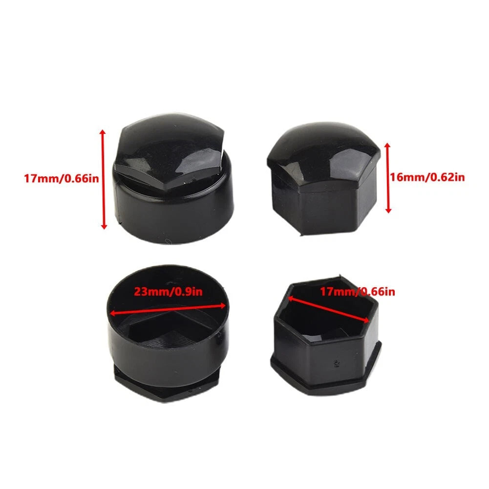 Black Wheel Nut Bolt Cover Cap / Pack of 24x 17MM / for Opel