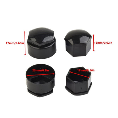 Black Wheel Nut Bolt Cover Cap / Pack of 24x 17MM / for Opel