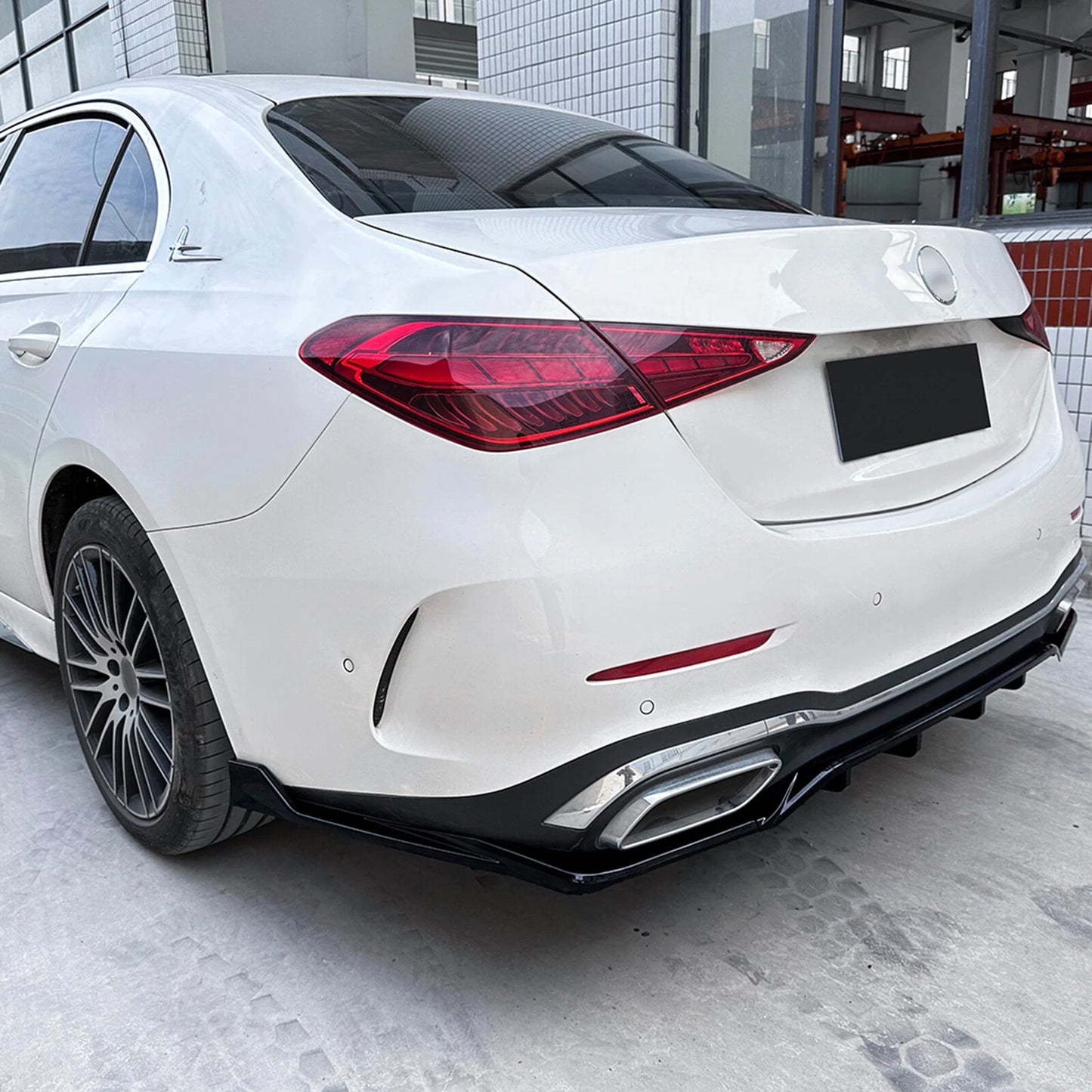 Gloss Black Rear Bumper Diffuser Lip for Benz C Class W206 (2022-2024)