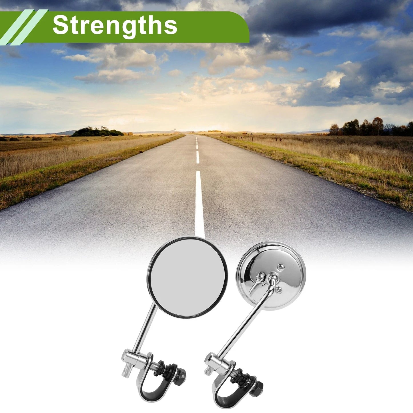 Rear View Mirror / M10 / Round Chrome Silver Tone Metal Aluminum for Motorcycle