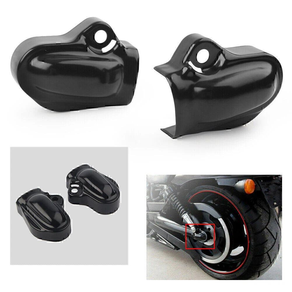 Black Bar & Shield Rear Axle Covers for Harley V-Rod VRSC Muscle (2002-2017)