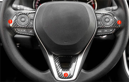 Steering Wheel Lid ABS Fiber Cover Trim for Toyota Corolla Sedan 3pcs (2020-2024)