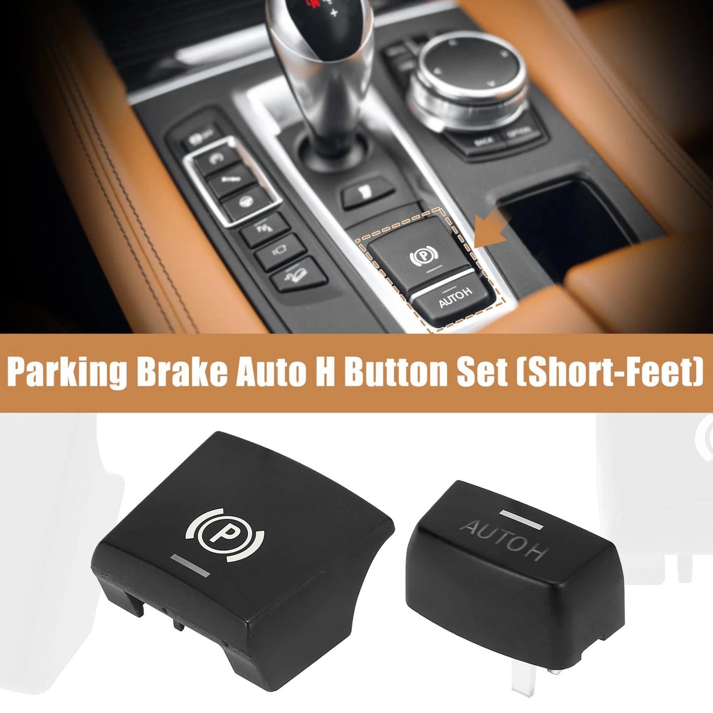 Parking Switch Brake P & AUTO H Button Cover Kit for BMW F01 F02 F07 F10 F12 (2008-2017)