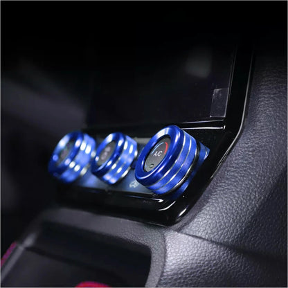 Blue Alloy AC Radio Switch Trim Ring Knob Cover for Ford Ranger (2023-2025)